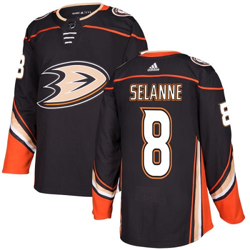 Adidas Men Anaheim Ducks 8 Teemu Selanne Black Home Authentic Stitched NHL Jersey